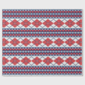 Blauw en rood, noords Sweater Pattern Argyle Kerst Cadeaupapier (Vlak)