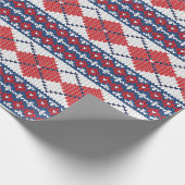 Blauw en rood, noords Sweater Pattern Argyle Kerst Cadeaupapier (Hoek)