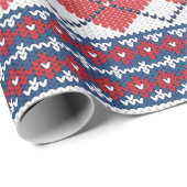 Blauw en rood, noords Sweater Pattern Argyle Kerst Cadeaupapier (Rol Hoek)