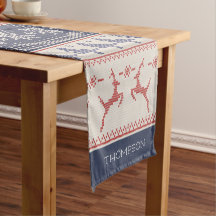 Blauw en rood Noordse Kerstpatroon