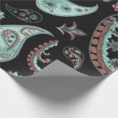 Blauw en rood  paisleypatroon cadeaupapier (Hoek)
