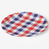 Blauw en rood patriottisch geruit papieren bord (Gekanteld)