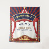 Blauw en Rood Retro Carnaval verjaardag Backdrops Wandkleed (Voorkant)