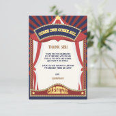 Blauw en Rood Retro Carnaval verjaardag Bedankkaart (Staand voorkant)