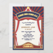 Blauw en Rood Retro Carnaval verjaardag Foto Kaart (Voorkant)