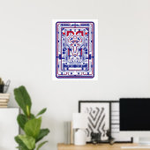 Blauw en Rood Retro Futuristisch Abstract Poster (Thuiskantoor)