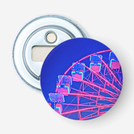 Blauw en rood reuzenrad button flesopener