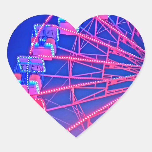 Blauw en rood reuzenrad hart sticker (Voorkant)