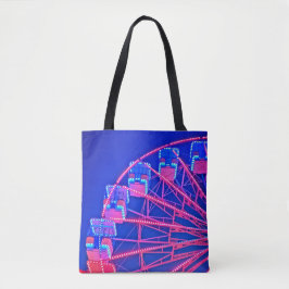 Blauw en rood reuzenrad tote bag
