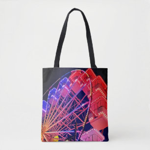 Blauw en rood reuzenrad tote bag