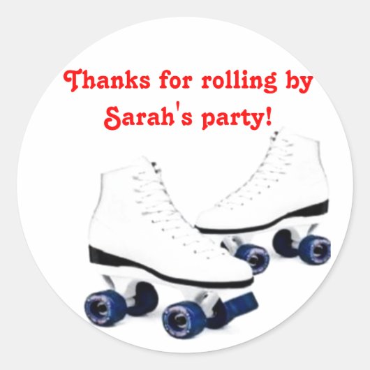 Blauw en Rood Roller Schaats Verjaardag Sticker (Voorkant)