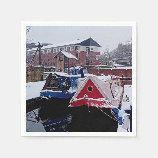 Blauw en rood schip servet (Voorkant)