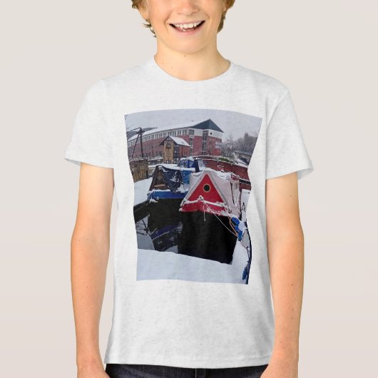 Blauw en rood schip Tri-Blend shirt (Voorkant)