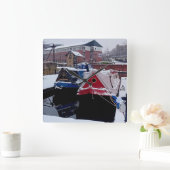 Blauw en rood schip vierkante klok (Huis)