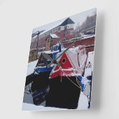 Blauw en rood schip vierkante klok (Hoek)