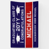 Blauw en rood School Kleuren Afstuderen Spandoek (Verticaal)