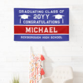 Blauw en rood School Kleuren Afstuderen Spandoek (Insitu)