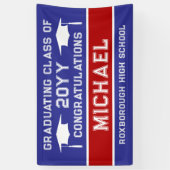 Blauw en rood School Kleuren Afstuderen Spandoek (Verticaal)