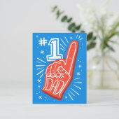 Blauw en Rood Schuimvinger Nummer 1 Papa Vaderdag Briefkaart (Staand voorkant)