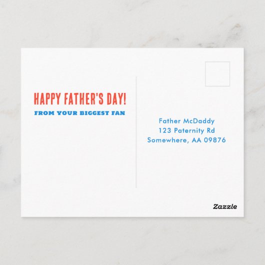 Blauw en Rood Schuimvinger Nummer 1 Papa Vaderdag Briefkaart (Achterkant)