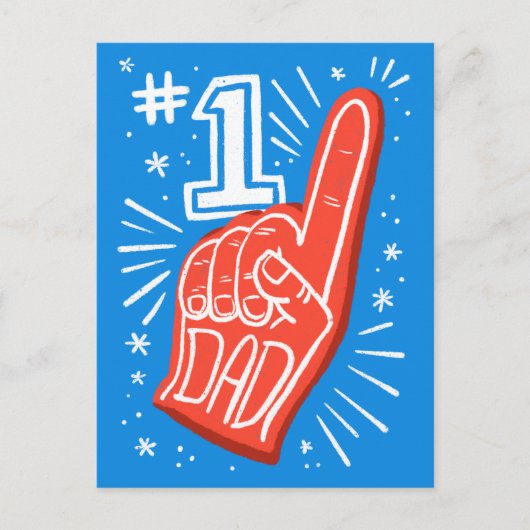 Blauw en Rood Schuimvinger Nummer 1 Papa Vaderdag Briefkaart (Voorkant)