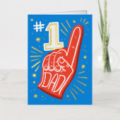 Blauw en Rood Schuimvinger Nummer 1 Papa Vaderdag Folie Wenskaart (Voorkant)