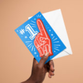 Blauw en Rood Schuimvinger Nummer 1 Papa Vaderdag Kaart