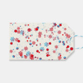 Blauw en rood Snowflake-ontwerp Cadeaulabel (Voorkant (Horizontaal))