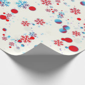 Blauw en rood Snowflake-ontwerp Cadeaupapier (Hoek)