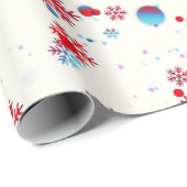 Blauw en rood Snowflake-ontwerp Cadeaupapier (Rol Hoek)
