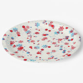 Blauw en rood Snowflake-ontwerp Papieren Bordje (Gekanteld)