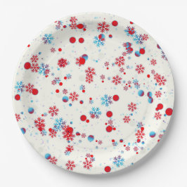 Blauw en rood Snowflake-ontwerp Papieren Bordje