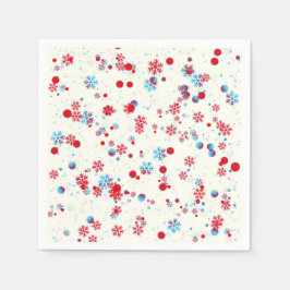 Blauw en rood Snowflake-ontwerp Servet