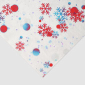 Blauw en rood Snowflake-ontwerp Tissuepapier (Detail)