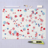 Blauw en rood Snowflake-ontwerp Tissuepapier (Craft)