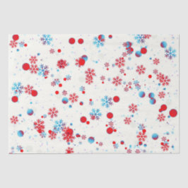 Blauw en rood Snowflake-ontwerp Tissuepapier