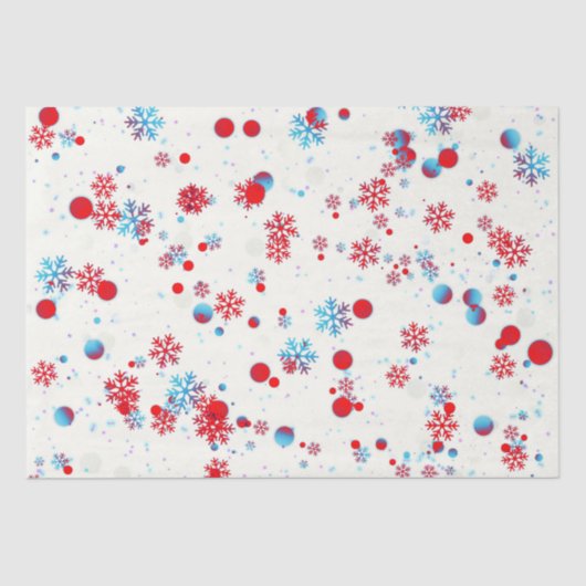 Blauw en rood Snowflake-ontwerp Tissuepapier (Voorkant)