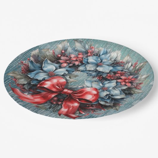 Blauw en rood Sparkly Kranslint Papieren Bordje (Gekanteld)