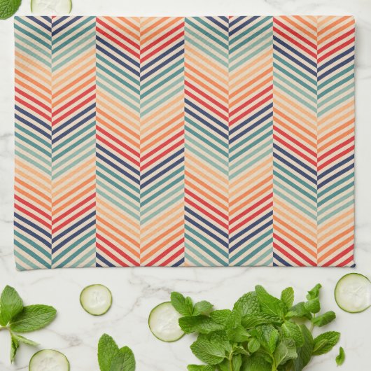 Blauw en rood  sportieve Chevron Theedoek (Gevouwen)