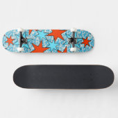 Blauw en rood Star-patroon Persoonlijk Skateboard (Horizontaal)