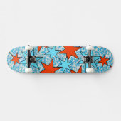 Blauw en rood Star-patroon Persoonlijk Skateboard (Horizontaal)