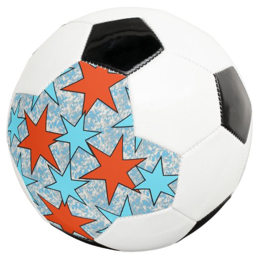 Blauw en rood Star-patroon Voetbal (Drie kwart)