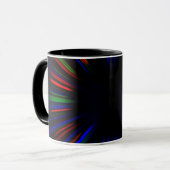 Blauw en rood sterburstpatroon mok (Voorkant links)