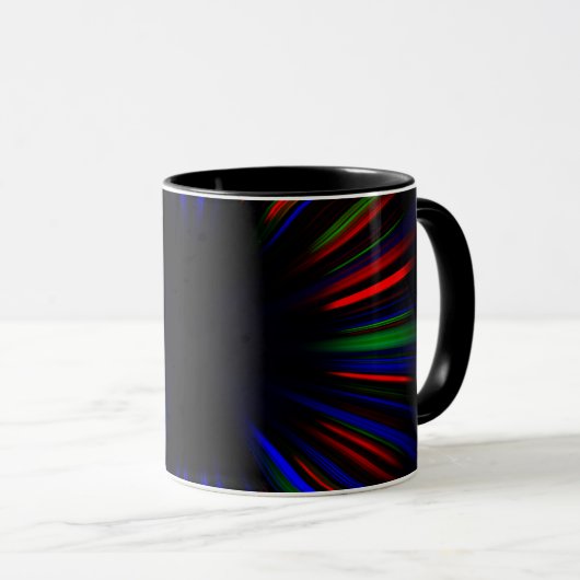 Blauw en rood sterburstpatroon mok (Voorkant rechts)