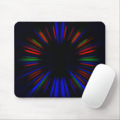 Blauw en rood sterburstpatroon muismat (Met muis)