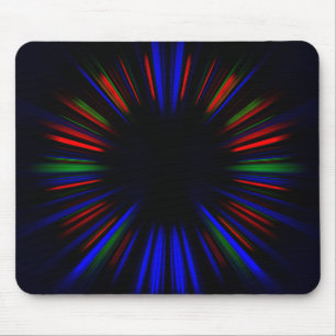 Blauw en rood sterburstpatroon muismat