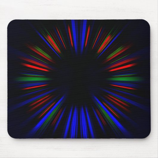 Blauw en rood sterburstpatroon muismat (Voorkant)