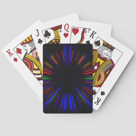 Blauw en rood sterburstpatroon pokerkaarten (Achterkant)