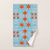 Blauw en rood sterpatroon bad handdoek (Handdoek)