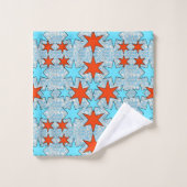 Blauw en rood sterpatroon bad handdoek (Wasdoekje)